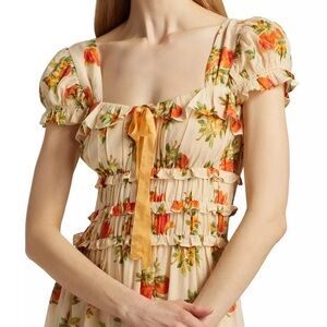 Doen Clarinet Floral Self-Tie Midi-Dress in XS